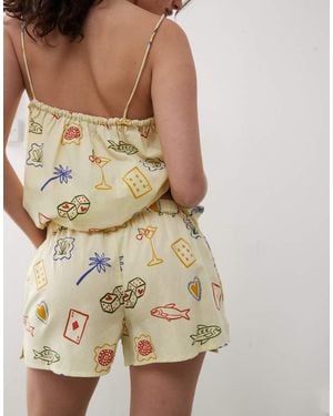 Reclaimed Vintage Pull On Relaxed Beach Short - Natural