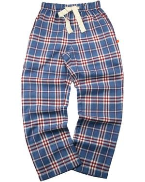 Mini Vanilla Cotton Check Lounge Bottoms - Blue