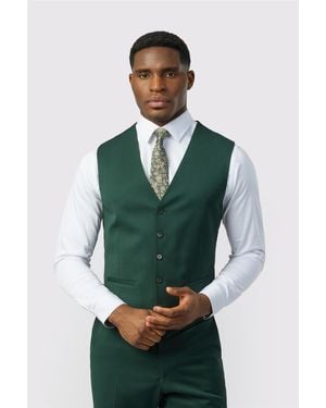 Ted Baker Single Breasted Five Button V-Neck Tailored Suit Waistcoat - Green