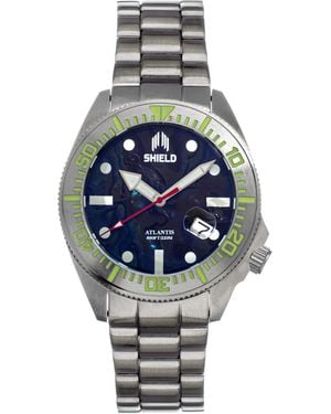 Shield Atlantic Abalone Bracelet Watch W/Date - Metallic
