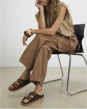 River Island Sandals Leopard Lined Footbed Pu - Natural