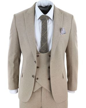 TruClothing Tweed 3 Piece Formal Wedding Suit - Grey