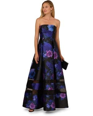 Adrianna Papell Strapless Organza Gown - Blue