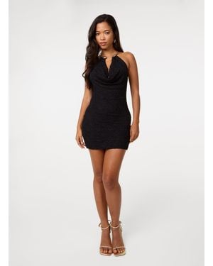 Pink Vanilla Lace Halter Neck Dress - Black