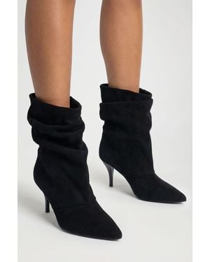 Boohoo Slouchy Ruched Ankle Boots - Black