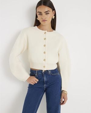 River Island Cardigan Knitted Structured Sleeve - Blue