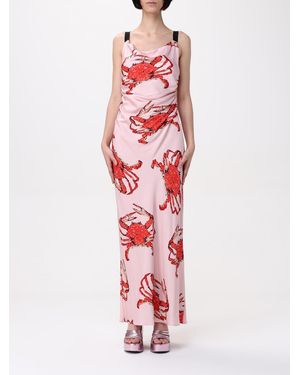 MSGM Kreefprint Zijden Maxi Jurk - Wit