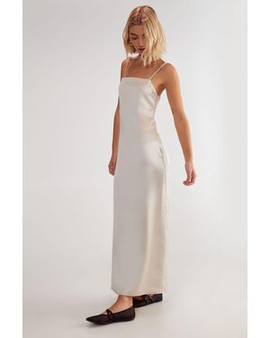Nasty Gal Satin Square Neck Maxi Slip Dress - White