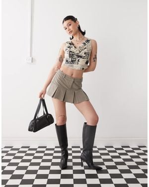 Motel Pegui Mini Box Pleat Cord Skirt - White