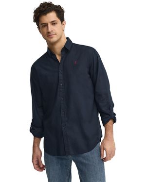 POLO CLUB Cotton-Linen Shirt With Regular Fit And Rigby Go Logo - Blue