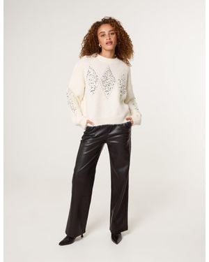 Blue Vanilla Diamond Sequin Jumper - White
