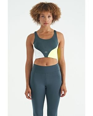 TOMMY LIFE Colour-Block Cropped Sports Top - Blue