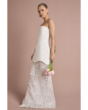 Boohoo Bandeau Corset Lace Skirt Maxi Dress - Natural