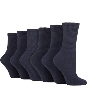 SOCKSHOP TORE 6 Pack Ladies Plain Crew Sport Socks - Blue