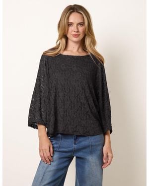 Blue Vanilla Lace Top - Black