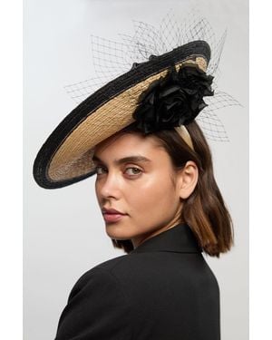 Karen Millen Asymmetric Flower Detail Fascinator - Black