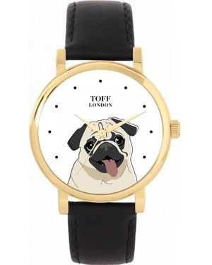 Toff London Tlws-28247 Ladies Pug Dog Head Watch - Black