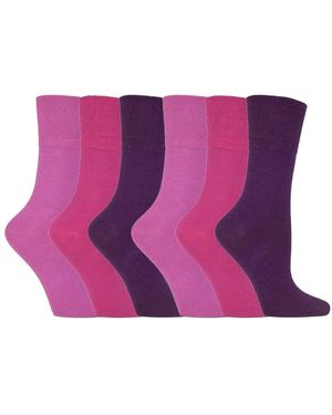 IOMI Ladies 6 Pack Non Elastic Diabetic Socks With Hand Linked Toe Seams - Pink