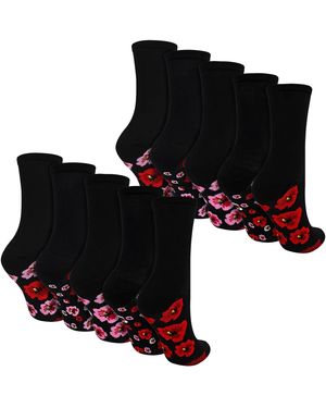 Sock Snob 10 Pairs Ladies Poppy Footbed Socks - Black