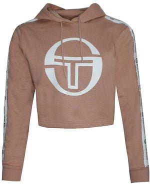 Sergio Tacchini Goran Hoodie Cropped Sweatshirt Jumper 38072 710 Cotton - Brown