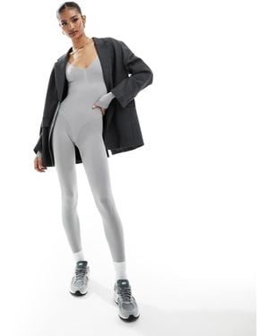 Missy Empire Seamless Long Sleeve Unitard - Grey