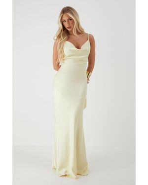 MissPap Premium Satin Bow Back Bias Cut Bridesmaid Dress - White