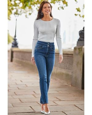 Sosandar Mid Contour Waist Slim Leg Jeans - Blue