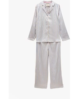 Joules Bonnie Satin Pyjama Set Stripe - Grey