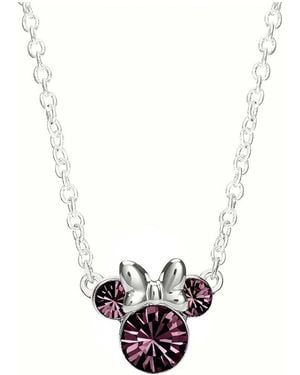Disney N902352Rfebl-18-Ph Ladies Birthstone Necklace Sterling - White