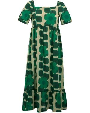 Regatta Ladies Orla Kiely Giant Square Flower Summer Midi Dress Cotton - Green