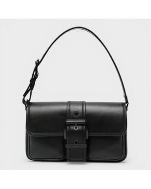 Michael Kors Colby Buckle Flap Bag Faux Leather - Black