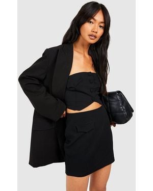 Boohoo Jersey Crepe Bandeau & Wrap Mini Skirt - Black