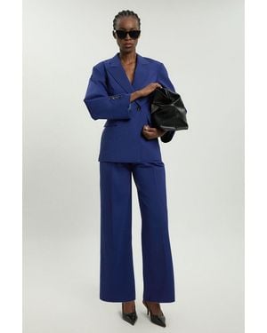 Karen Millen Tailored Straight Leg Cigarette Trouser - Blue