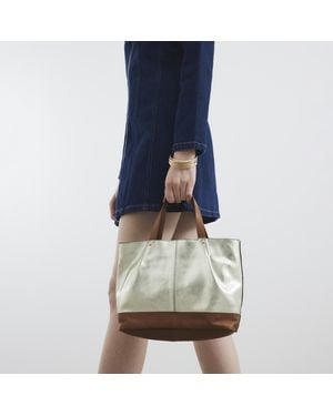 River Island Metallic Leather Shopper Bag - Blue