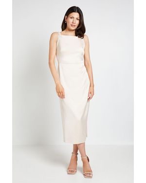 Wallis Crepe Embellished Midi Dress - White
