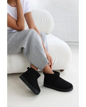 Where's That From Wheres 'Taliah' Mini Faux-Suede Fur Lined Ankle Slipper Boots - Grey