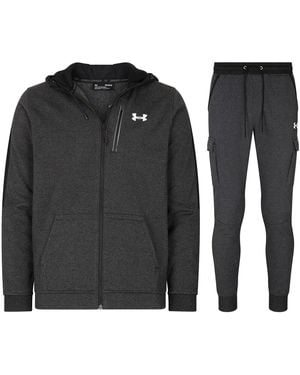 Under Armour Threadborne Full Zip Fleece Tracksuit Set - Black