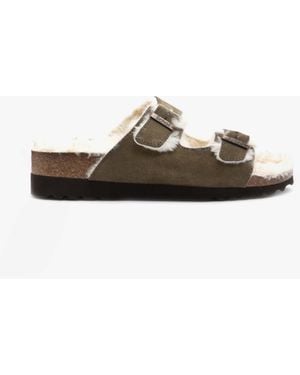 Scholl Missy Suede Mule Sandals Khaki - Brown