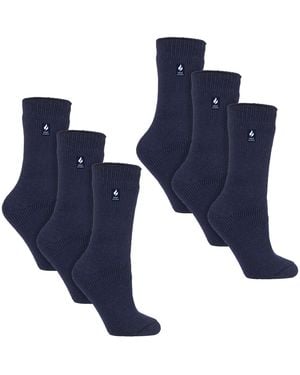Heat Holders 6 Pairs Ladies Original Thick Winter Thermal Socks - Blue