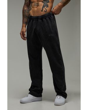 BoohooMAN One More Rep Washed Straight Leg Jogger - Black