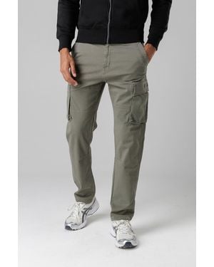 Firetrap Cotton Stretch Utility Cargo Trousers With Oversized Pockets - Black