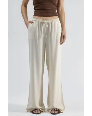 Hiccup Viscose-Linen Blended Wide Leg Trousers - Multicolour