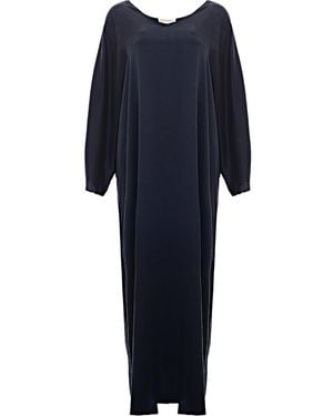 Olivia Von Halle Vreeland Silk S/S Kaftan Nightdress - Blue