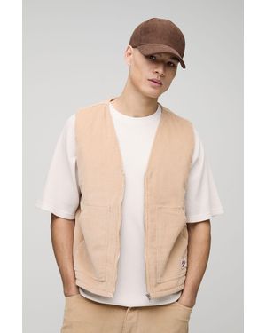 BoohooMAN Oversized Boxy Corduroy Vest - Natural