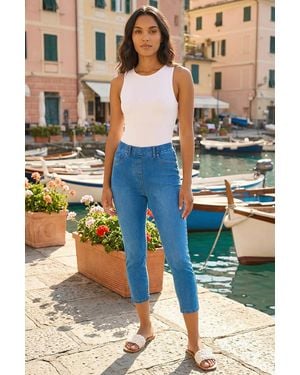 Roman Cropped Stretch Denim Jegging - Blue