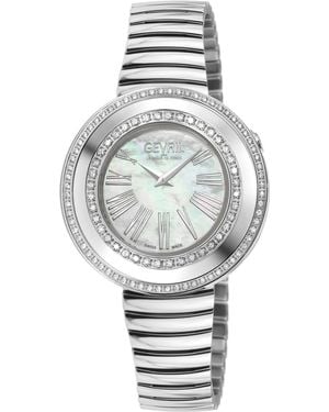 Gevril Gandria Swiss Diamond Watch, 316L Ss Case, Mop Dial, Bracelet - Grey