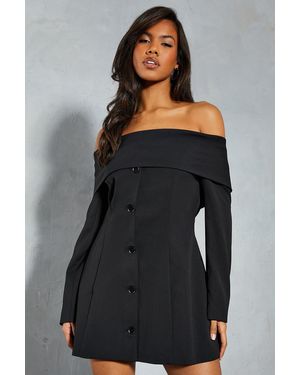 MissPap Tailored Bardot Blazer Dress - Grey
