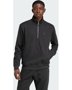 adidas Originals Trefoil Essentials Waffle 1/2 Zip Sweatshirt - Black