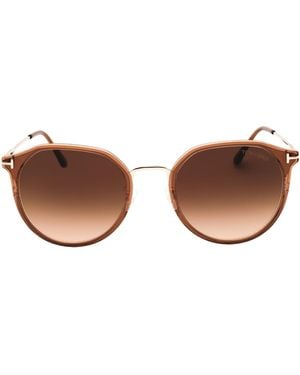 Tom Ford Shiny Light Frame Gradient Lensed Sunglasses Metal - Brown