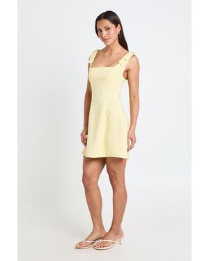 Boohoo Tie Shoulder Square Neck Skater Dress - Natural